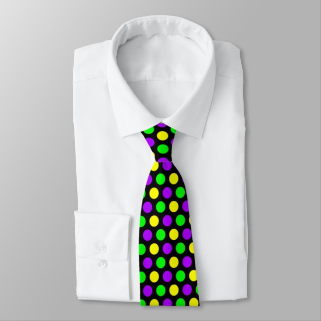 Corbata Púrpura puntos amarillos verdes Black Mardi Gras (Atado)