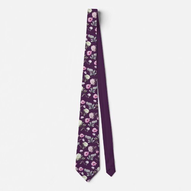 Corbata Púrpura Tejido De Cuello Floral (Anverso)