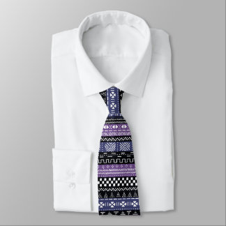 Corbata Púrpura Y Negra Moderna Tribal Style Neck Tie