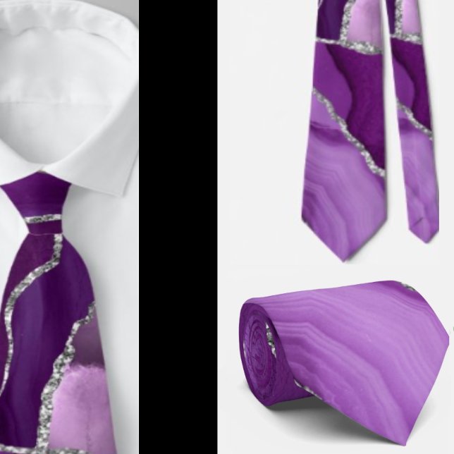 Corbata Purpurina Agate de Plata Púrpura Tejidos Formales  (Subido por el creador)