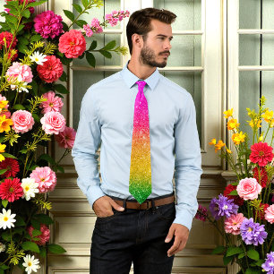 Corbata Purpurina del orgullo arcoiris amarillo rosa