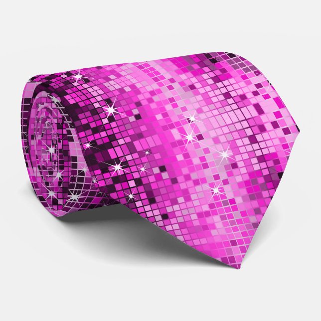 Corbata Purpurina disco de tonos rosados (Enrollado)