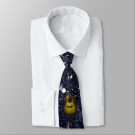 Corbata Purpurina Gold Guitar Blue Faux