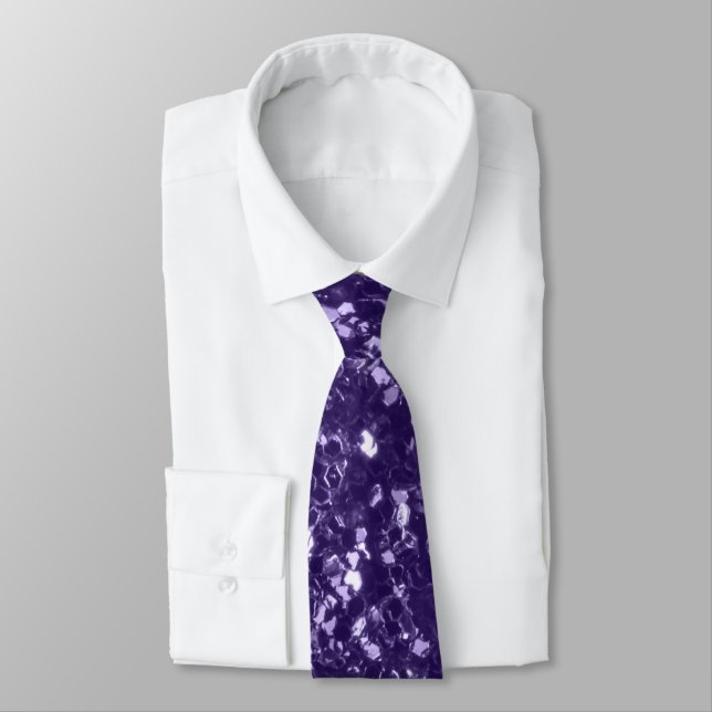 Corbata Purpurina morado ultravioleta oscuro chispas (Atado)