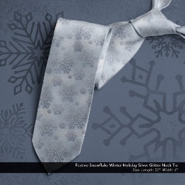 Corbata Purpurina plateado feriado de invierno festivo con