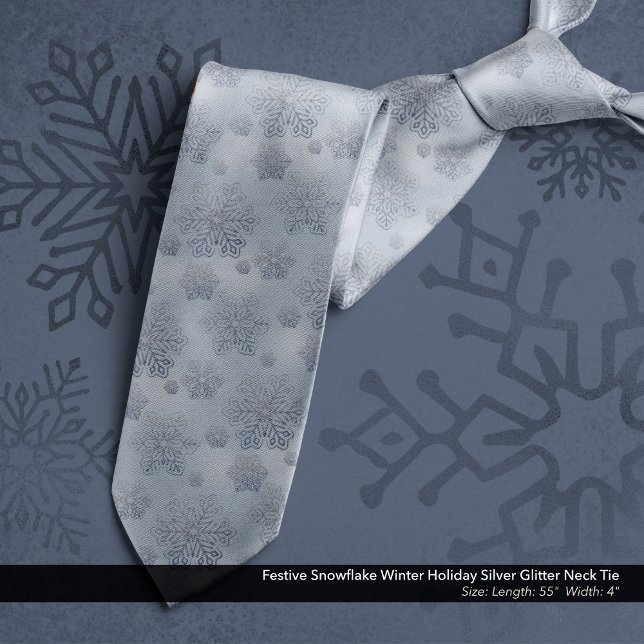 Corbata Purpurina plateado feriado de invierno festivo con (Festive Snowflake Winter Holiday Silver Glitter Neck Tie)