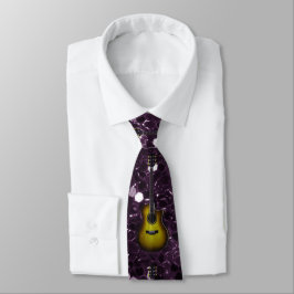 Corbata Purpurina Purple Faux de la guitarra de oro