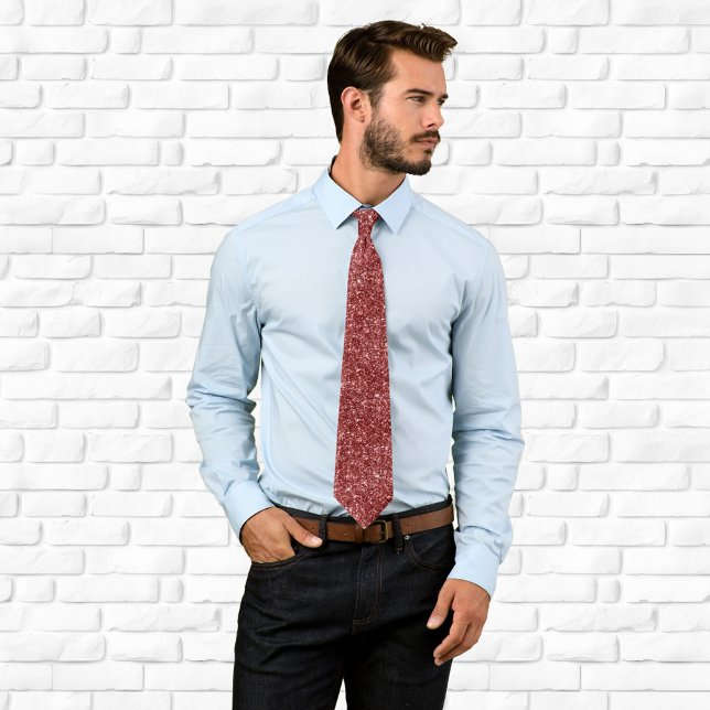 Corbata Purpurina Rojo Oscuro De Lujo (Dark Red Glitter Neck Tie)