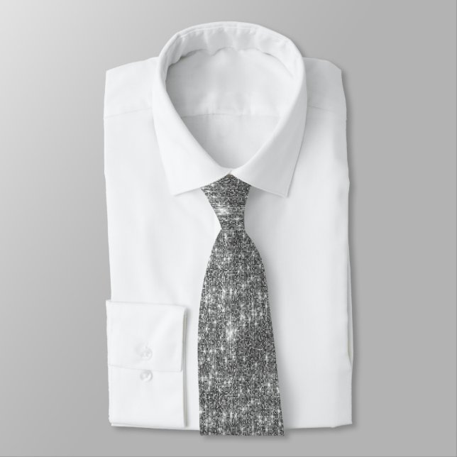 Corbata Purpurina Silver Sparkly Bling (Atado)