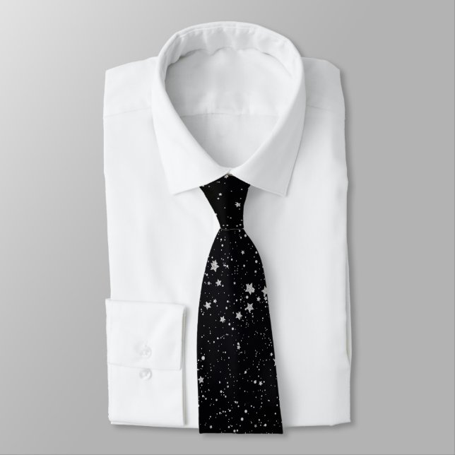 Corbata Purpurina Stars2 - Negro de plata (Atado)