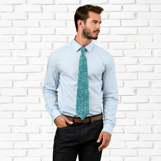 Corbata Purpurina Verde azulado de lujo (Teal Glitter Neck Tie)