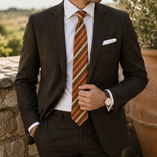Corbata Quemado Naranja y Marrón Chocolate Diagonal a Raya
