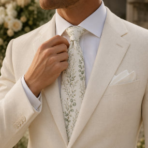 Corbata Quiet Luxury Salvia Eucalipto Flor Silvestre
