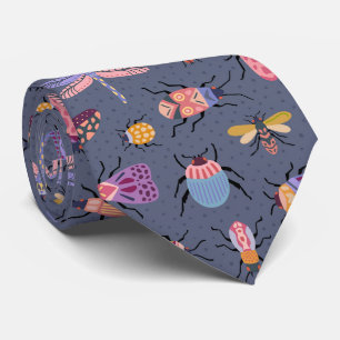 Corbata Quirky doodle bugs - divertido patrón de insectos