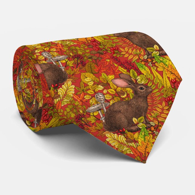 Corbata Rabbit otoñal en rojo (Enrollado)