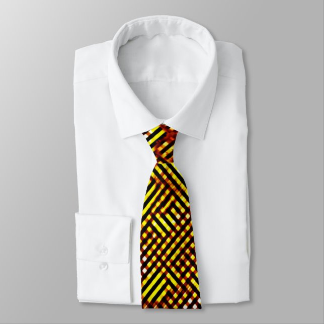 Corbata Rachas quemadas y ajedrez manchado (Atado)