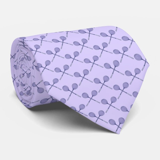 Corbata Racquets cruzados azul, lavanda pálida BG (Enrollado)