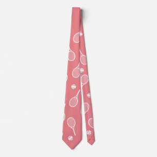 Corbata Racquets Guay White Retro Patrón De Cuello Rosa