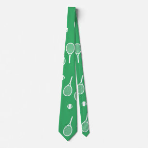Corbata Racquets Guay White Retro Patrón Verde