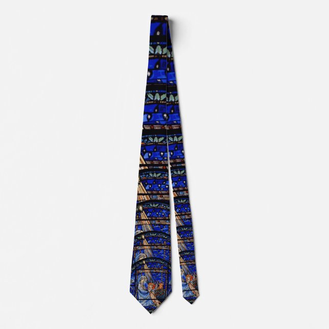 Corbata Radiando II Natividad Vidrio Estampado Azul (Anverso)