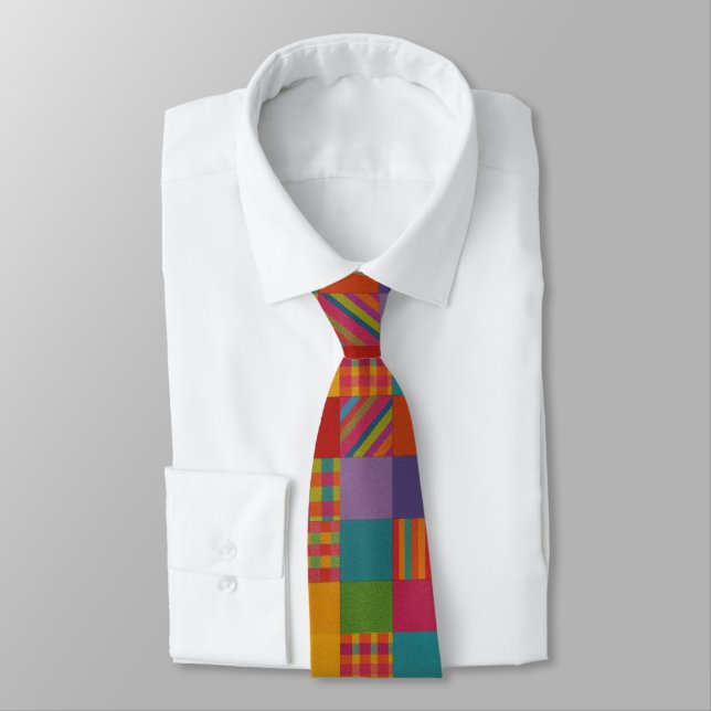 Corbata Rainbow Patchwork Plaid  (Atado)