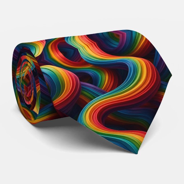 Corbata Rainbow Ribbons Abstract Neck Tie (Enrollado)