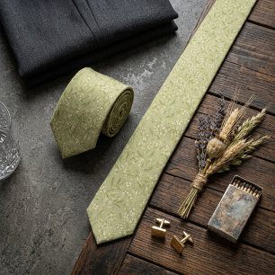 Corbata Rama Botánica Marfil Pistacho