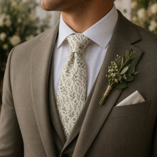 Corbata Rama de olivo elegante y botánico de eucalipto
