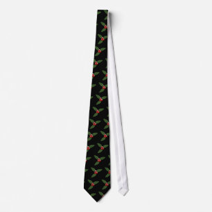 Corbata Rama del acebo en navidad negro