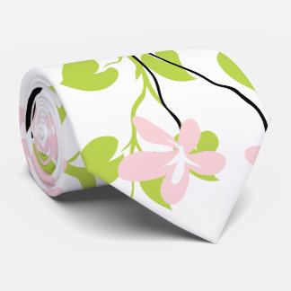 Corbata Rama verde limón y negra, flores rosa rubor