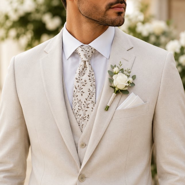 Corbata Ramas Botánicas Minimalistas Sepia (Subido por el creador)