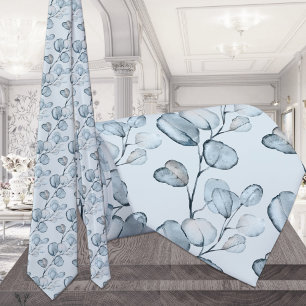 Corbata Ramas de eucalipto azul polvoriento Boda azul clar
