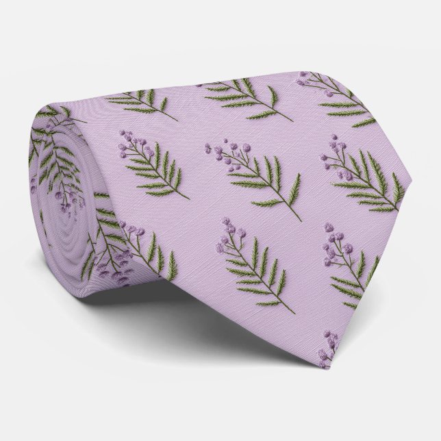 Corbata Ramas de lavanda boda personalizada (Enrollado)