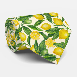Corbata Ramas de limón en verde y amarillo