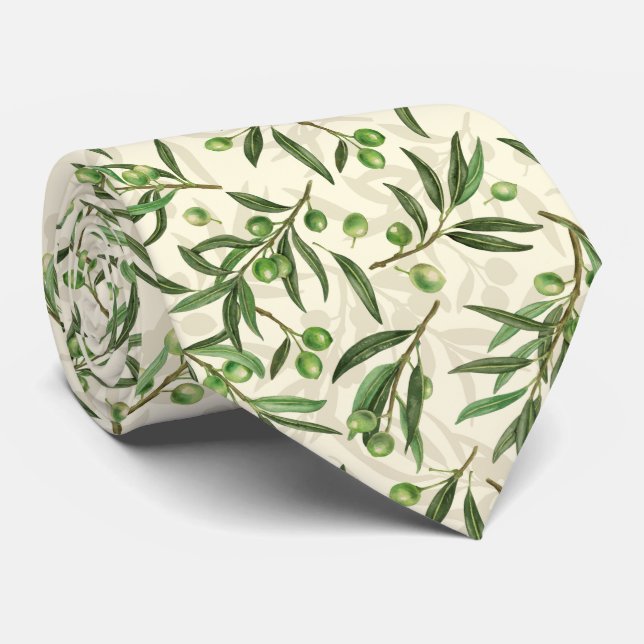 Corbata Ramas de oliva acuarela (Enrollado)