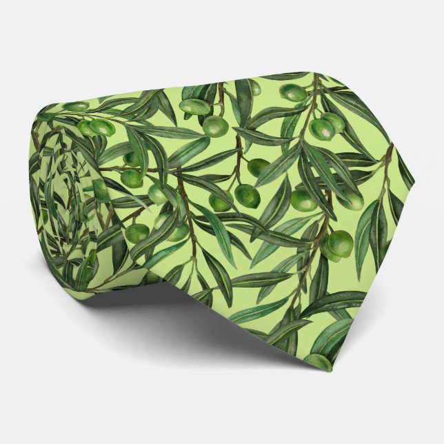 Corbata Ramas de oliva en verde oliva (Enrollado)