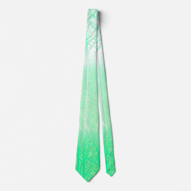 Corbata Ramas Verdes Menta Niebla Helada (Anverso)