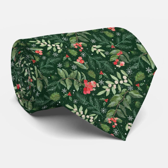 Corbata Ramas y bayas de árbol de Navidad (Enrollado)