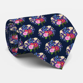 Corbata Ramo de flores azul oscuro