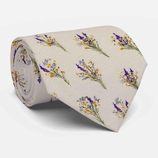 Corbata Ramo de flores silvestres rústico para boda person (Enrollado)