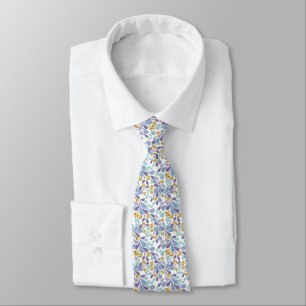 Corbata Ramos coloridos de flores retro sobre blanco