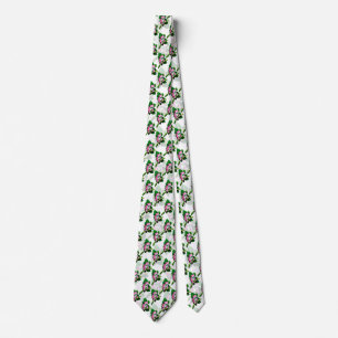 Corbata Rana Rosa En Diseño De Patrón De Hojas Verdes