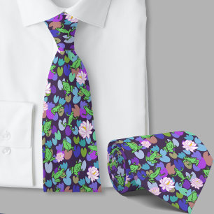Corbata Ranas Verdes con Almohadillas de Lirio Azul Dibuja