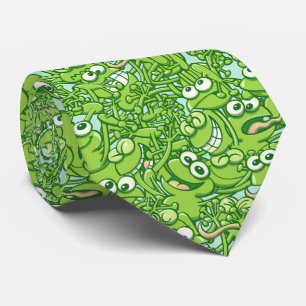 Corbata Ranas verdes divertidas enredadas en un modelo