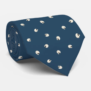 Corbata Random Cute Kawaii Skull Dots azul oscuro