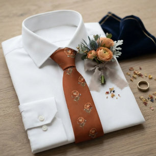 Corbata Ranunculus Botánico Disperso en Naranja Quemada