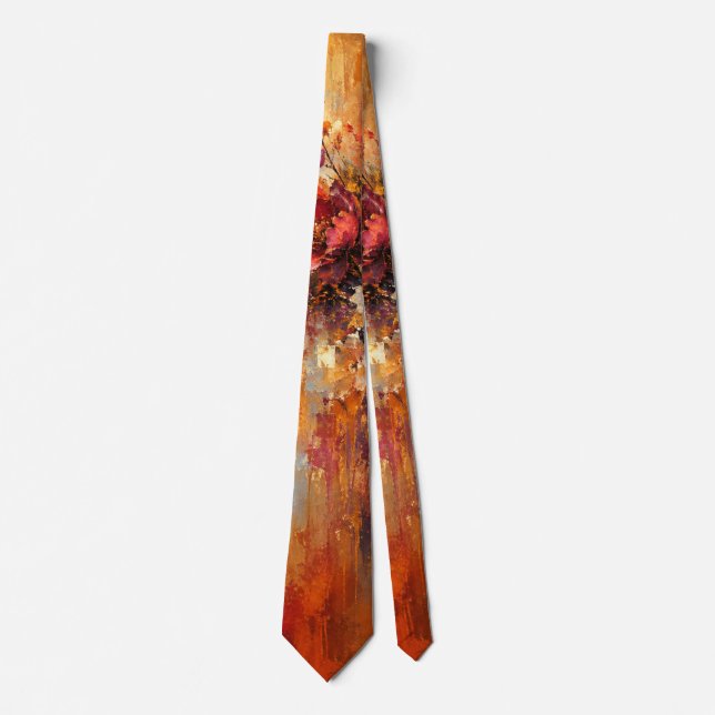 Corbata Rapsodia floral ámbar abstracta (Anverso)