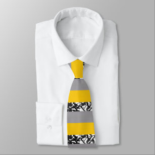 Corbata Raro amarillo negro y blanco Resumen moderno