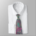 Corbata Raspberry Paisley<br><div class="desc">Frambuesa rosa azul verde azul de Mehndi y Boda de oro</div>