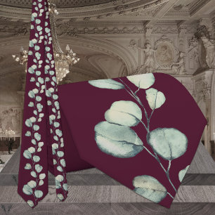 Corbata Raspberry Red Burgundy Sage Eucalyptus Boda